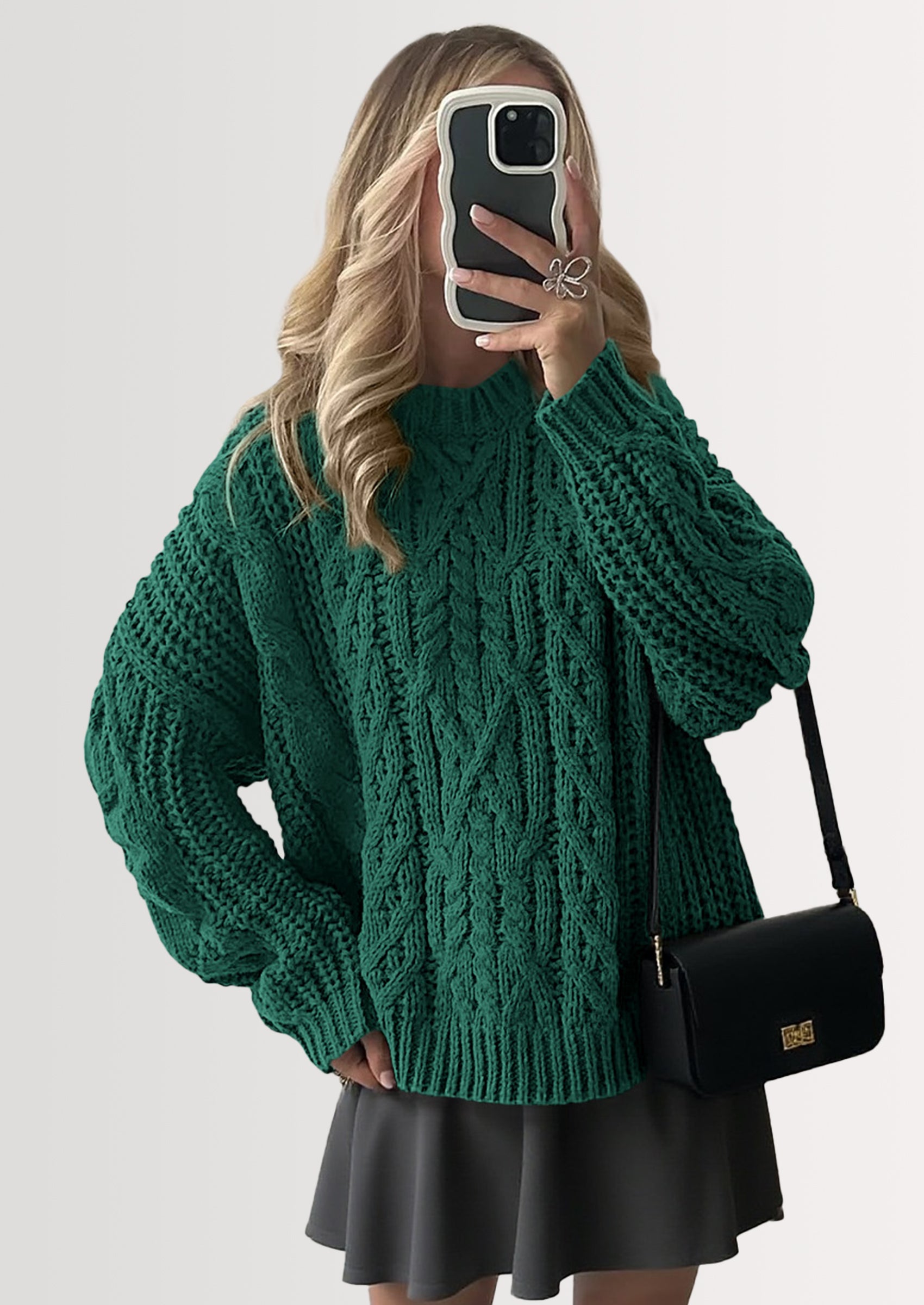 PRETTYGARDEN Women's Oversized Fall Sweaters Casual Long Sleeve Crewneck Chunky Cable Knit Pullover Tops Winter Clothes