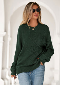 PRETTYGARDEN Womens Sweaters Fall Fashion Long Sleeve Crewneck Floral Knit Pullover Sweater Tops Winter Clothes