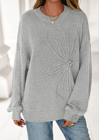 PRETTYGARDEN Womens Sweaters Fall Fashion Long Sleeve Crewneck Floral Knit Pullover Sweater Tops Winter Clothes