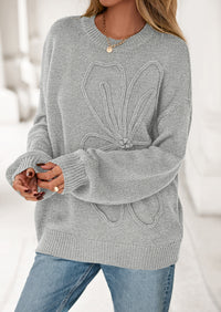 PRETTYGARDEN Womens Sweaters Fall Fashion Long Sleeve Crewneck Floral Knit Pullover Sweater Tops Winter Clothes