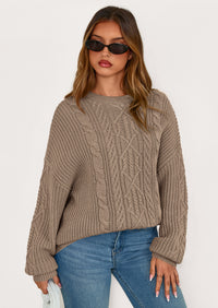 PRETTYGARDEN Women's Oversized Fall Sweaters Casual Long Sleeve Crewneck Chunky Cable Knit Pullover Tops Winter Clothes