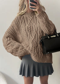 PRETTYGARDEN Women's Oversized Fall Sweaters Casual Long Sleeve Crewneck Chunky Cable Knit Pullover Tops Winter Clothes