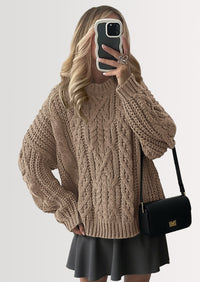 PRETTYGARDEN Women's Oversized Fall Sweaters Casual Long Sleeve Crewneck Chunky Cable Knit Pullover Tops Winter Clothes
