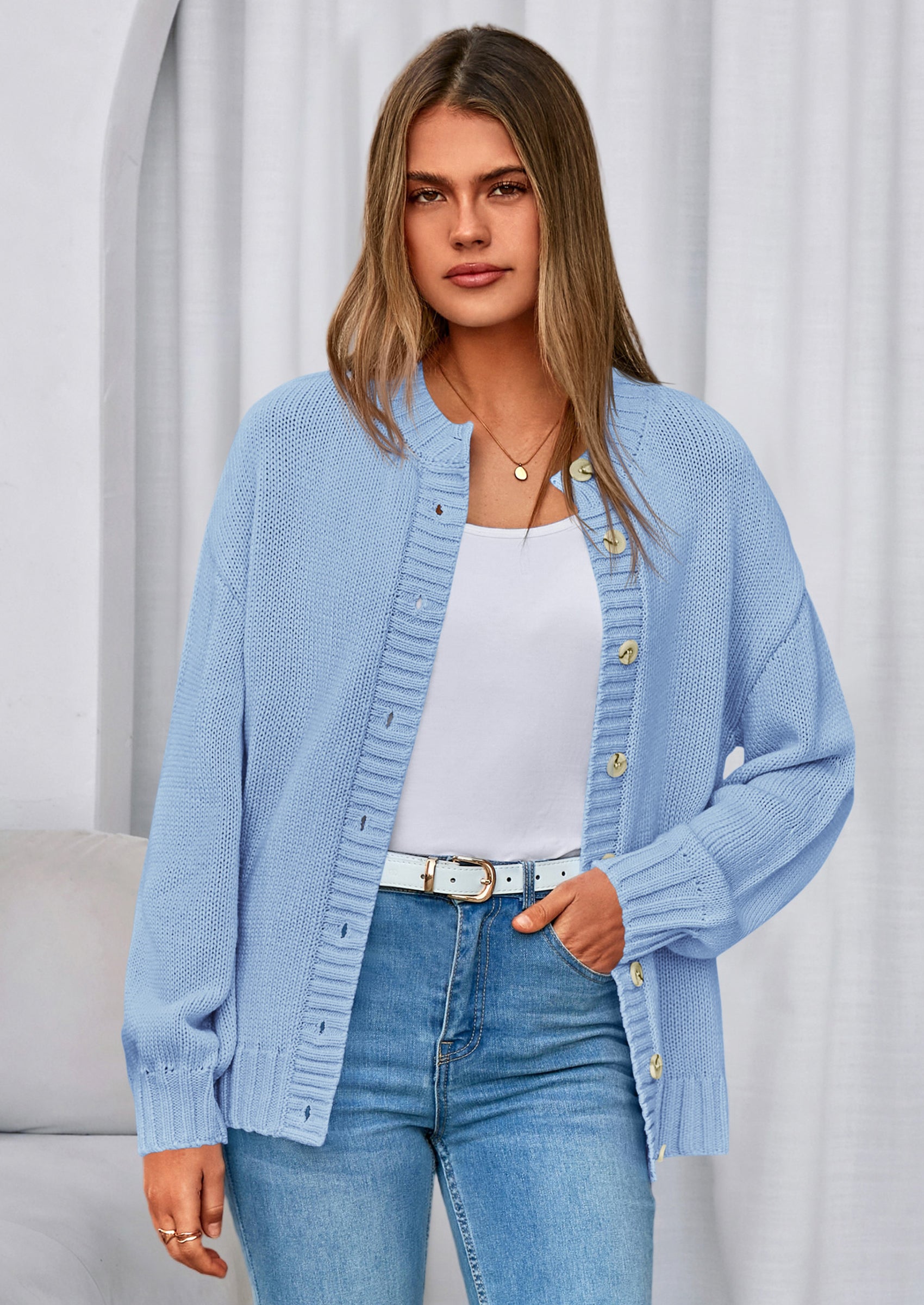 PRETTYGARDEN Women's Winter Cardigan Sweaters Trendy Chunky Knit Long Sleeve Button Up Casual Warm Fall Jackets Coats