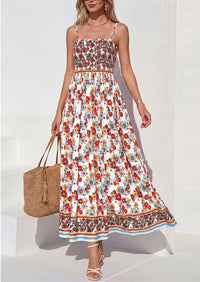 PRETTYGARDEN Womens Floral Maxi Dress Boho Casual Summer Spaghetti Strap Smocked Sleeveless Flowy Beach Vacation Dresses