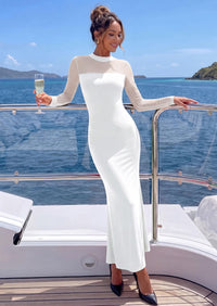PRETTYGARDEN Women's Formal Mesh Sheer Long Sleeve Maxi Dress | Slimming Mermaid Bodycon Long Dresses, Sexy Elegant Wedding Guest Cocktail Holiday Party Dress, Fall Date Night Outfits