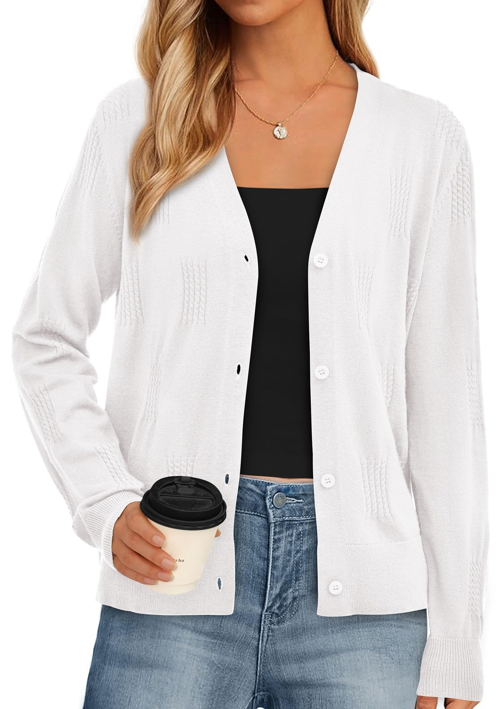 PRETTYGARDEN Women's Soft Winter Cardigan Sweaters Lightweight Knit Button Up Shrug Fall Sweater Tops PRETTYGARDEN