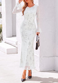 PRETTYGARDEN Women's Long Sleeve Maxi Floral Mesh Fall Wedding Guest Dress