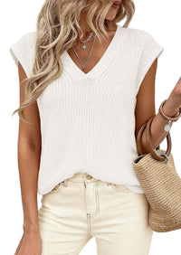 PRETTYGARDEN Women's Lightweight Sweaters Vest Spring Trendy Cap Sleeve V Neck Knit Tank Tops Summer Going Out Outfits PRETTYGARDEN