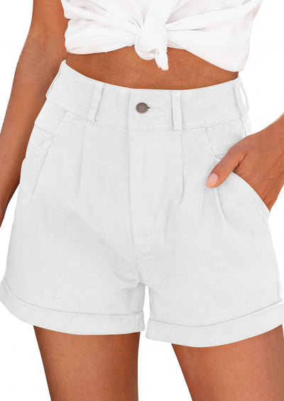 PRETTYGARDEN Womens Shorts Dressy Casual High Waisted Pleated Beach Vacation Tailored Summer Shorts with Pockets