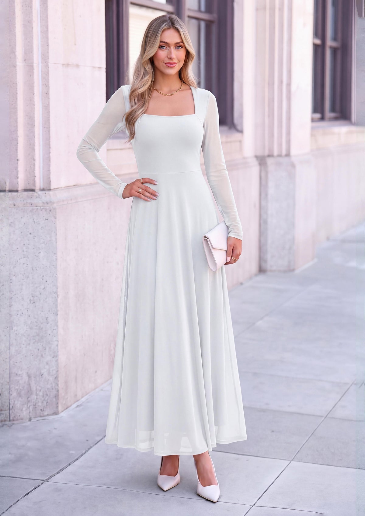 PRETTYGARDEN Women's Flowy Maxi Mesh Fall Cocktail Wedding Guest Dresses