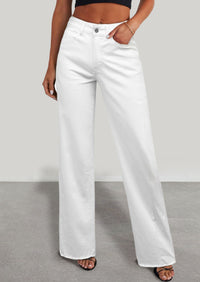 PRETTYGARDEN Wide Leg Jeans for Women Trendy High Waisted Stretchy Baggy Raw Hem Denim Palazzo Pants with Pockets