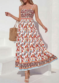 PRETTYGARDEN Womens Floral Maxi Dress Boho Casual Summer Spaghetti Strap Smocked Sleeveless Flowy Beach Vacation Dresses