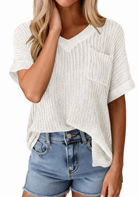 PRETTYGARDEN Women's Spring Short Sleeve Sweaters Lightweight V Neck Casual Going Out Summer T PRETTYGARDEN