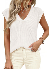 PRETTYGARDEN Women's Lightweight Sweaters Vest Spring Trendy Cap Sleeve V Neck Knit Tank Tops Summer Going Out Outfits PRETTYGARDEN