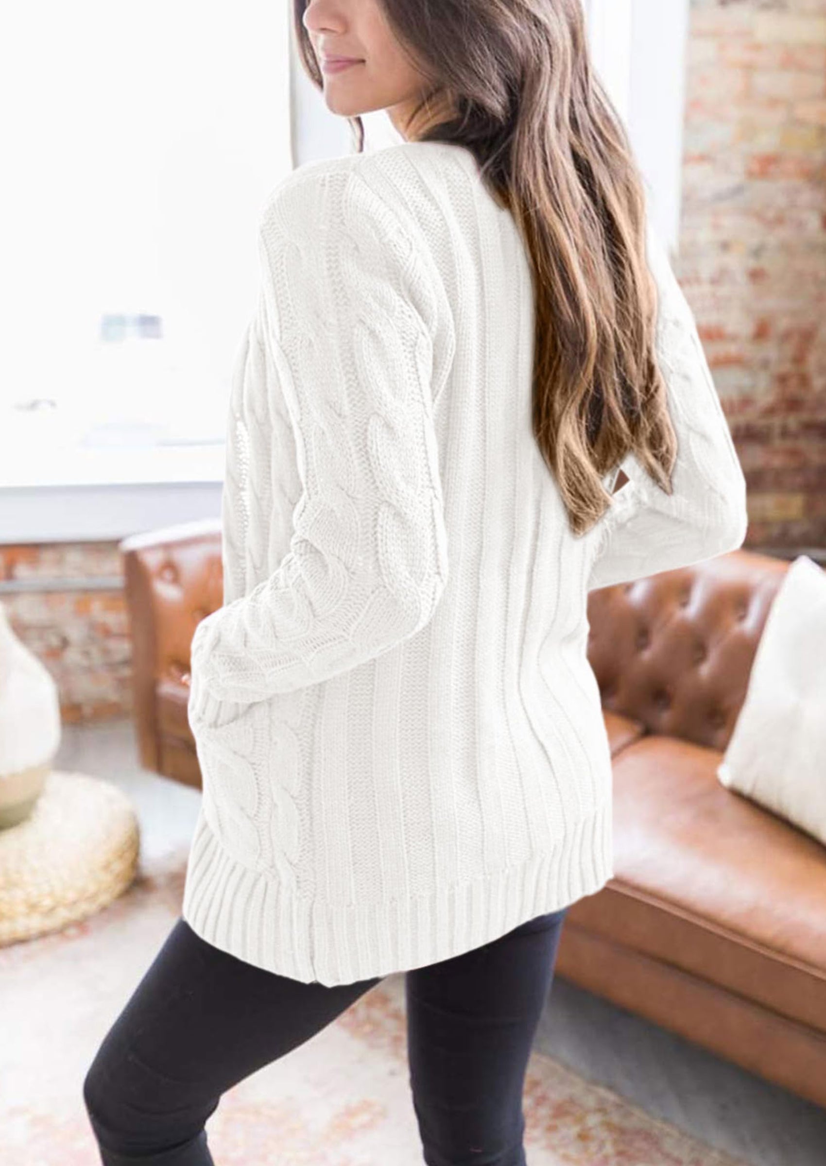 PRETTYGARDEN Women's Open Front Cardigan Sweaters Fall Fashion Button Down Cable Knit Chunky Winter Outerwear Coats