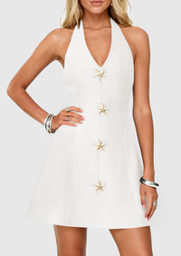 PRETTYGARDEN Cocktail Dresses for Women Short Summer Elegant Halter V Neck Sleeveless A Line Spring Mini Party Dress PRETTYGARDEN