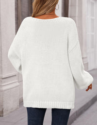 Fall Sweaters Chunky Loose Long Sleeve V Neck Oversized Dressy Casual Knit Pullover Tops