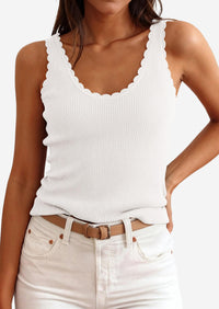 PRETTYGARDEN Womens Summer Sleeveless Tank Tops V Neck Ruffle Lightweight Ribbed Knit Shirt Casual Going Out Top PRETTYGARDEN