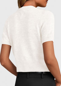 PRETTYGARDEN Womens Casual Summer Short Sleeve Cardigans Button Down Knitted Sweater Basic Crew Neck Crop Tops