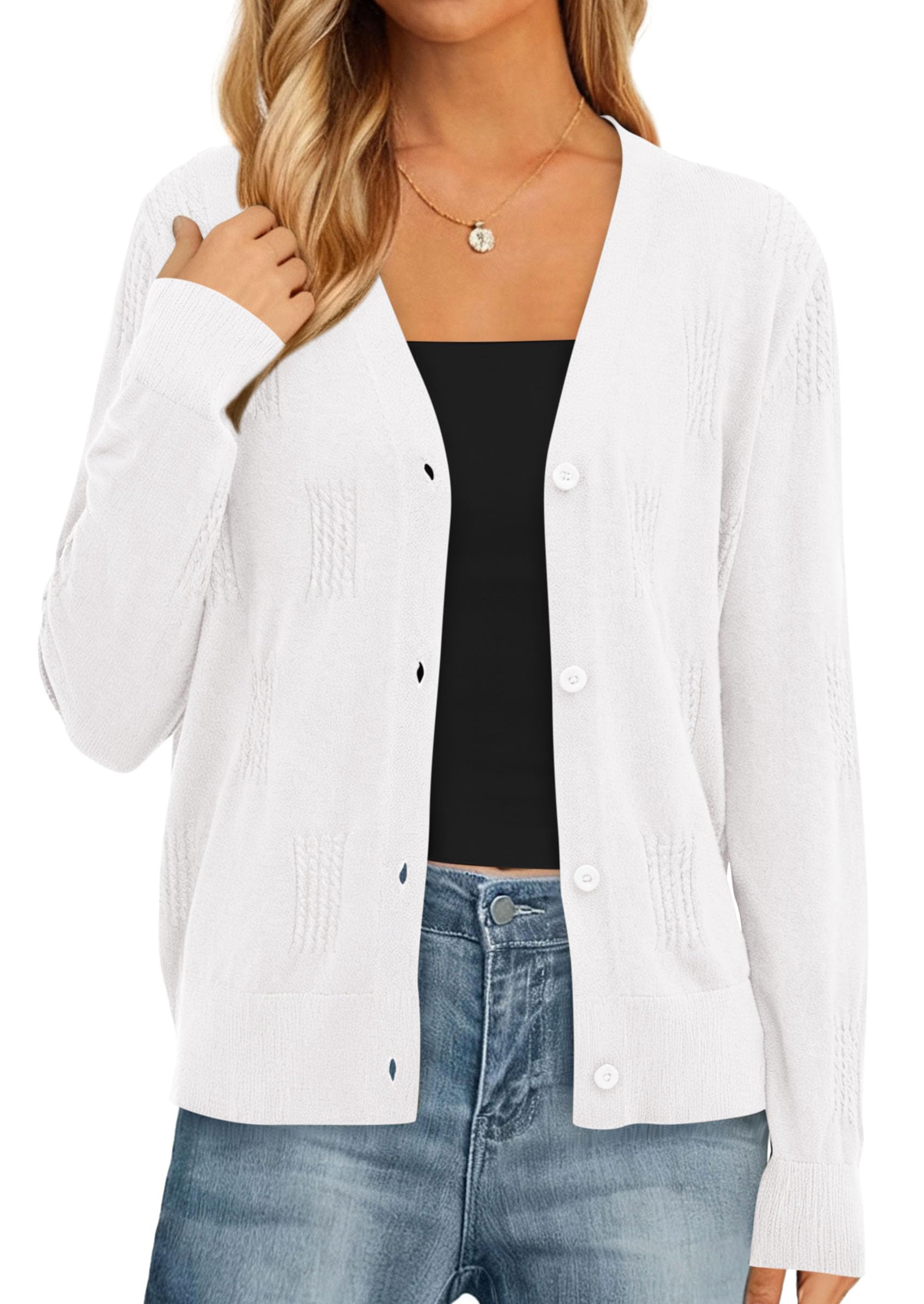 PRETTYGARDEN Women's Soft Winter Cardigan Sweaters Lightweight Knit Button Up Shrug Fall Sweater Tops PRETTYGARDEN