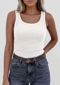 PRETTYGARDEN Womens Summer Tops Spring Cute Sleeveless Scoop Neck Workout Tank Top Casual Ribbed Knit Basic Cami Shirts PRETTYGARDEN