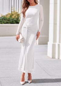 PRETTYGARDEN Women's Long Sleeve Tie Waist Maxi Dresses						  Sexy Mesh Style,Ruched Design,Wedding Guest,Cocktail Party,Night Out,2026 Early Fall Fashion Outfits,Cute Spring Dress