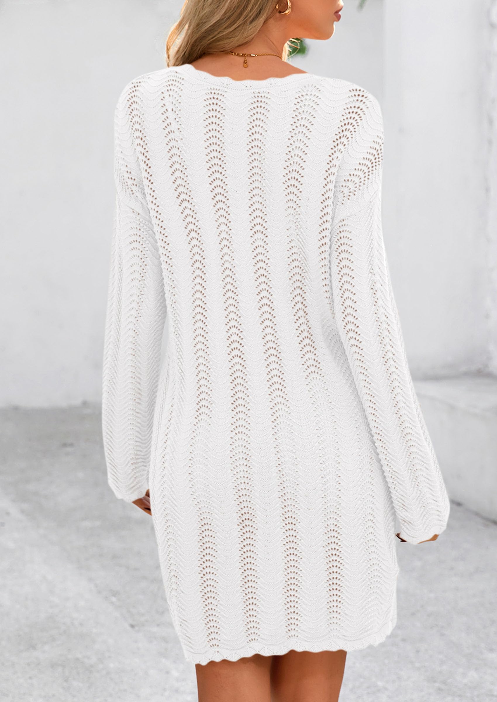 PRETTYGARDEN Women's Swimsuit Cover Up Summer Bathing Suit Swimwear Crochet Knit Dress Fashion Beach Vacation Clothes