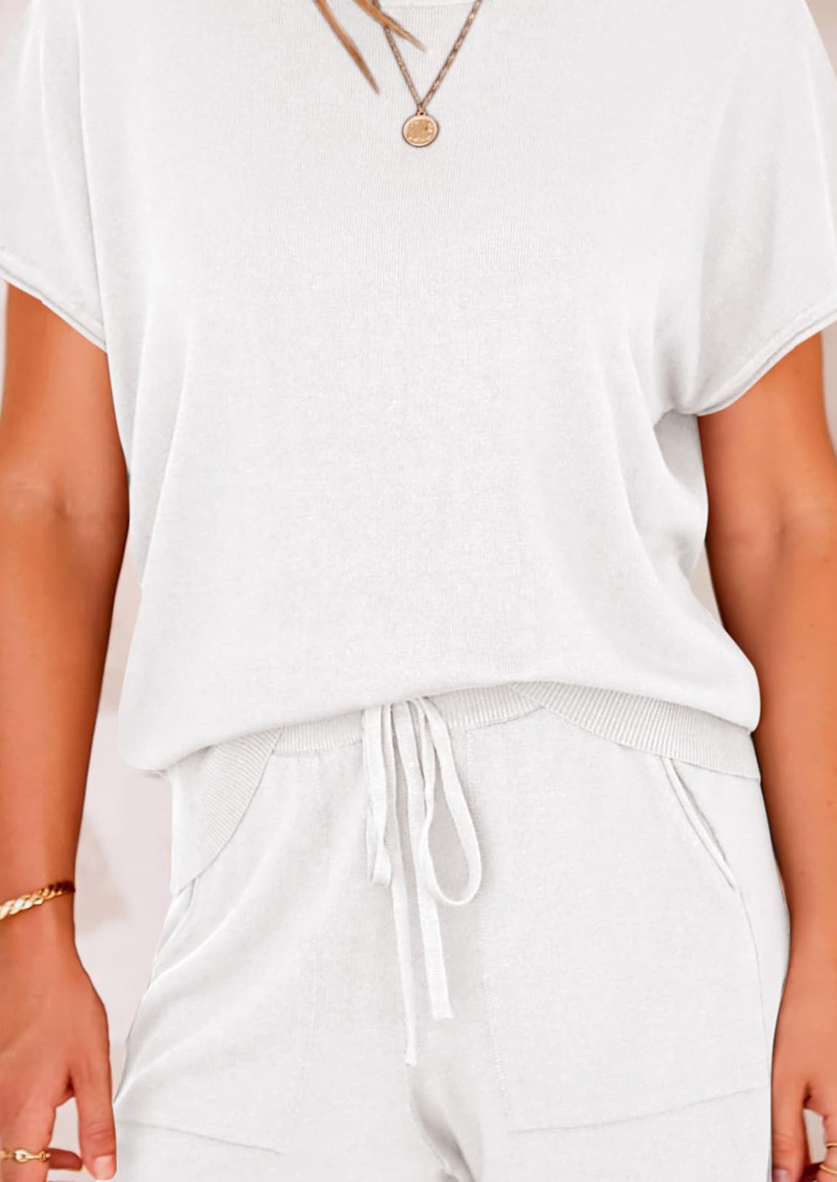 PRETTYGARDEN Two Piece Set for Women Summer Lounge Sets Shorts And Short Sleeve Tops Knitted Matching Travel Spring Outfits PRETTYGARDEN