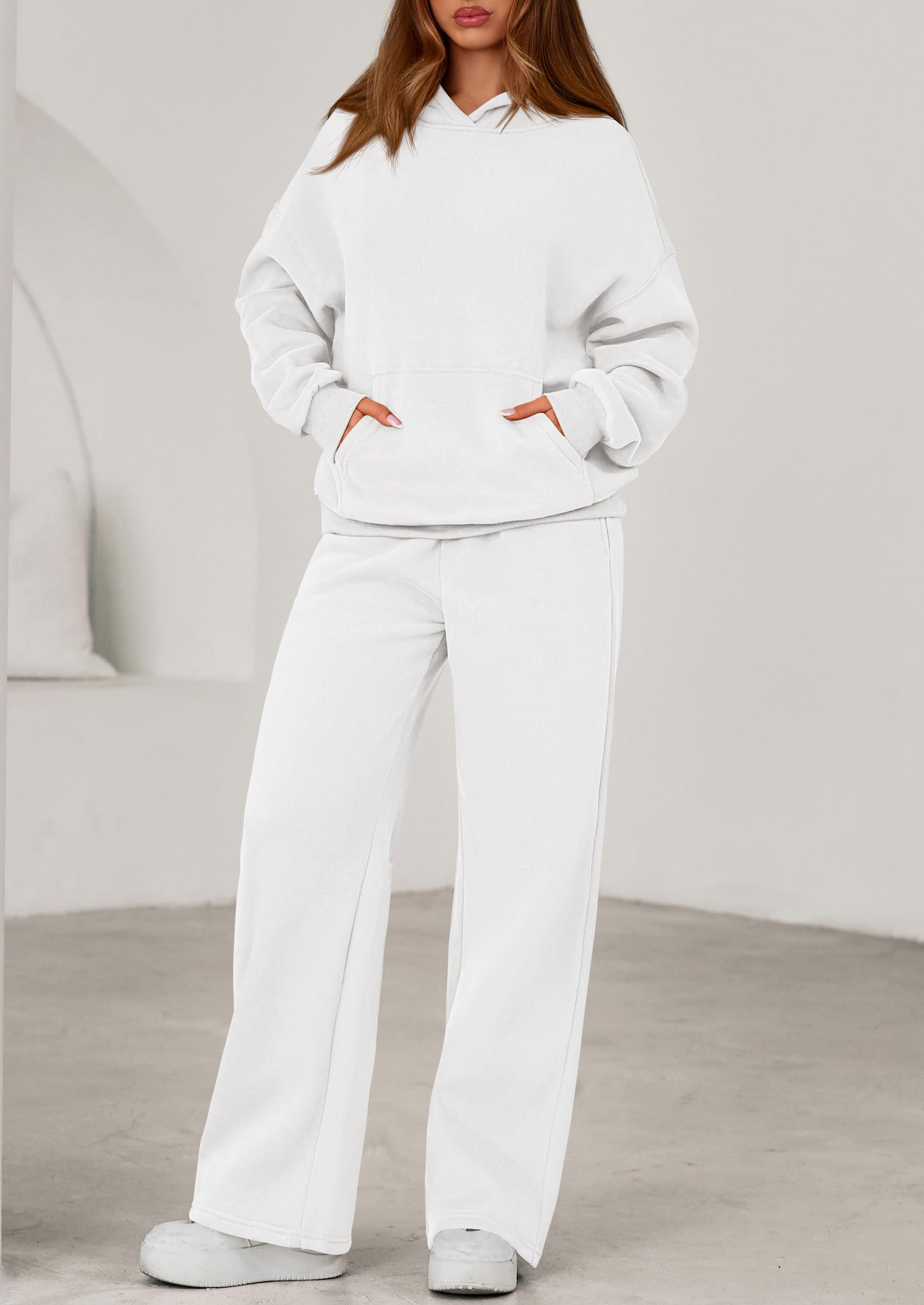 PRETTYGARDEN Women's 2 Piece Outfits Fall Sweatsuits Oversized Hoodies Wide Leg Sweatpants Tracksuits Lounge Matching Sets PRETTYGARDEN