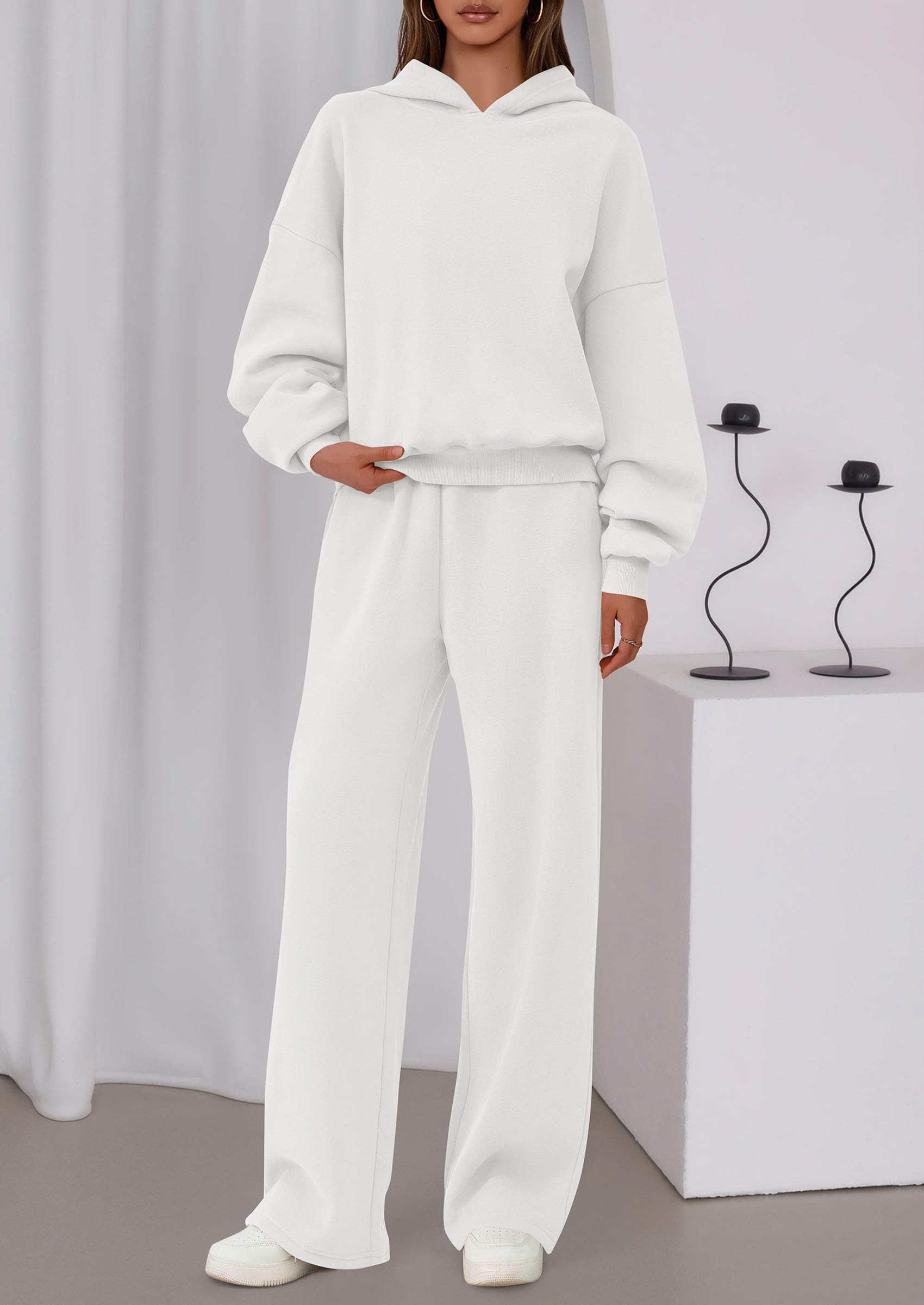 PRETTYGARDEN Womens Sweatsuits 2 Piece Set Casual Winter Long Sleeve Hoodie Loose Wide Leg Sweatpants Fall Tracksuit