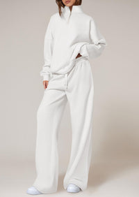 PRETTYGARDEN Womens Casual Two Piece Sets Fall Outfits Quarter Zip Sweatshirts Straight Leg Pants Sweatsuits Tracksuit