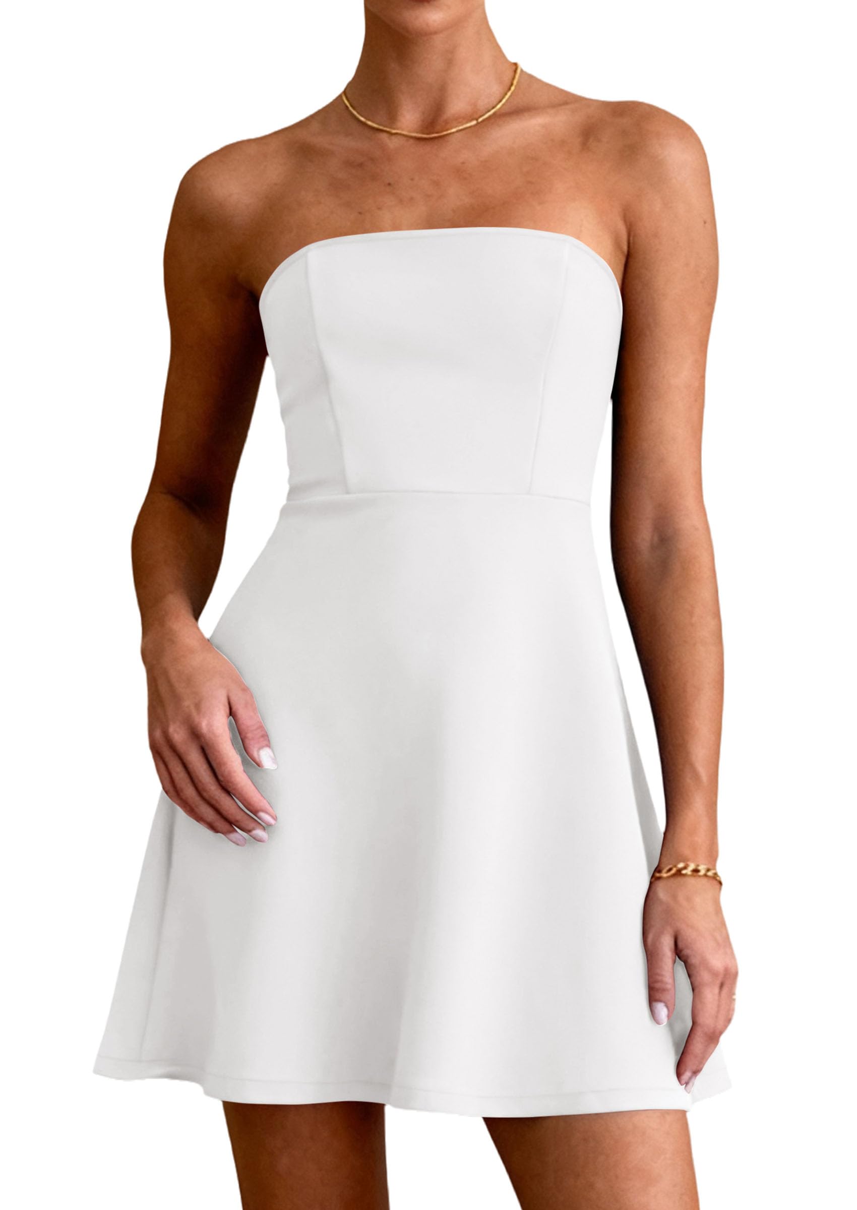 PRETTYGARDEN Women's Strapless Mini Summer Dress Spring A Line Tube Top Sundress Cocktail Party Short Dresses PRETTYGARDEN