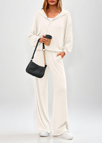 PRETTYGARDEN Women's 2 Piece Fall Lounge Sets Zip Up Hoodie Wide Leg Pants Tracksuit Matching Travel Outfits Clothes