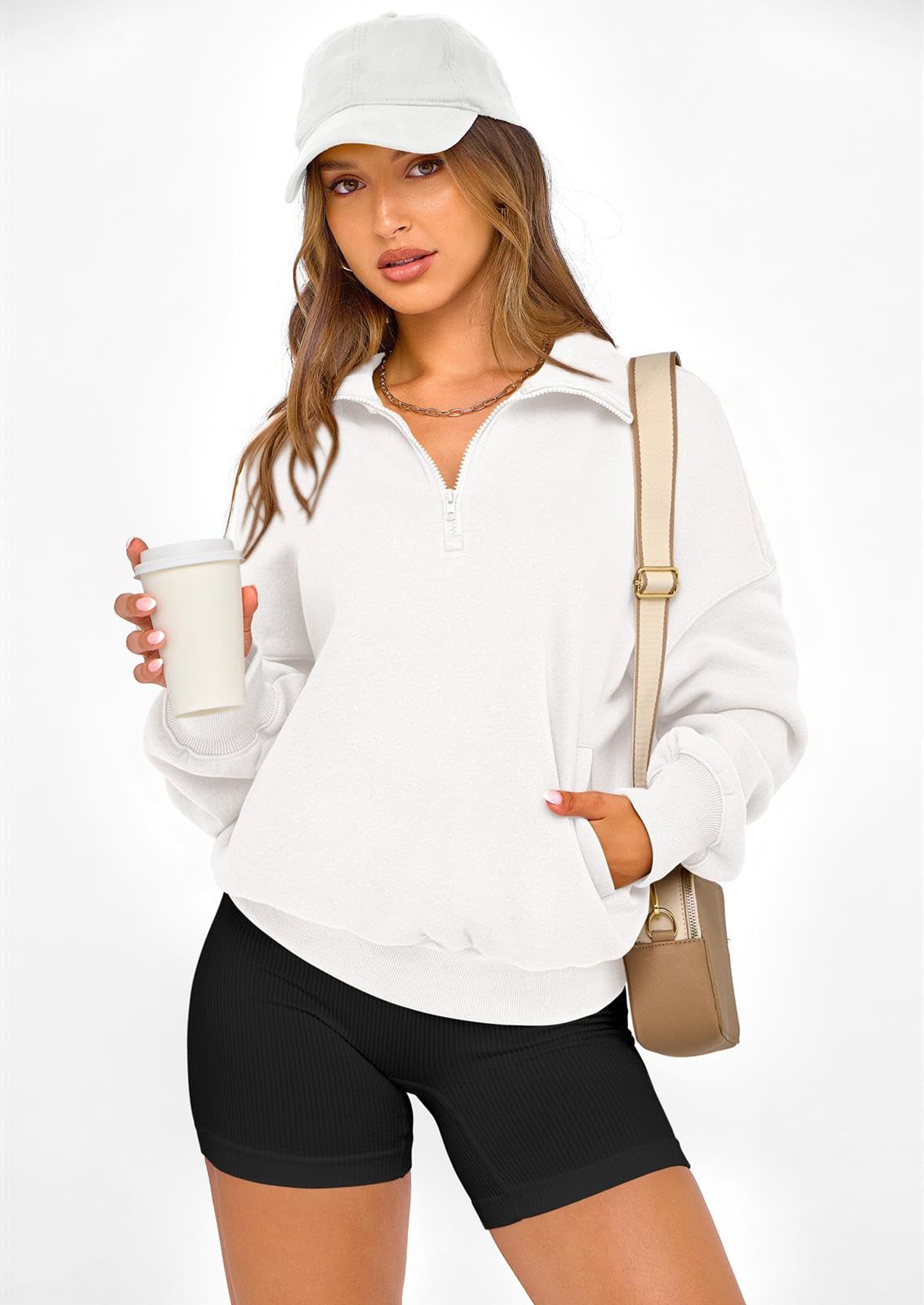 PRETTYGARDEN Womens Half Zip Oversized Sweatshirts Fleece Hoodies Trendy Long Sleeve Pullover Tops Y2k Spring Outfits