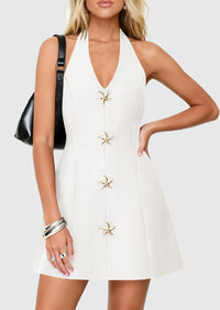 PRETTYGARDEN Cocktail Dresses for Women Short Summer Elegant Halter V Neck Sleeveless A Line Spring Mini Party Dress PRETTYGARDEN