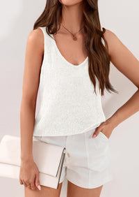 PRETTYGARDEN Women Summer Tank Tops Basic Sleeveless V Neck Light Sweater Vest Knit Crop Top Beach Vacation Clothes PRETTYGARDEN