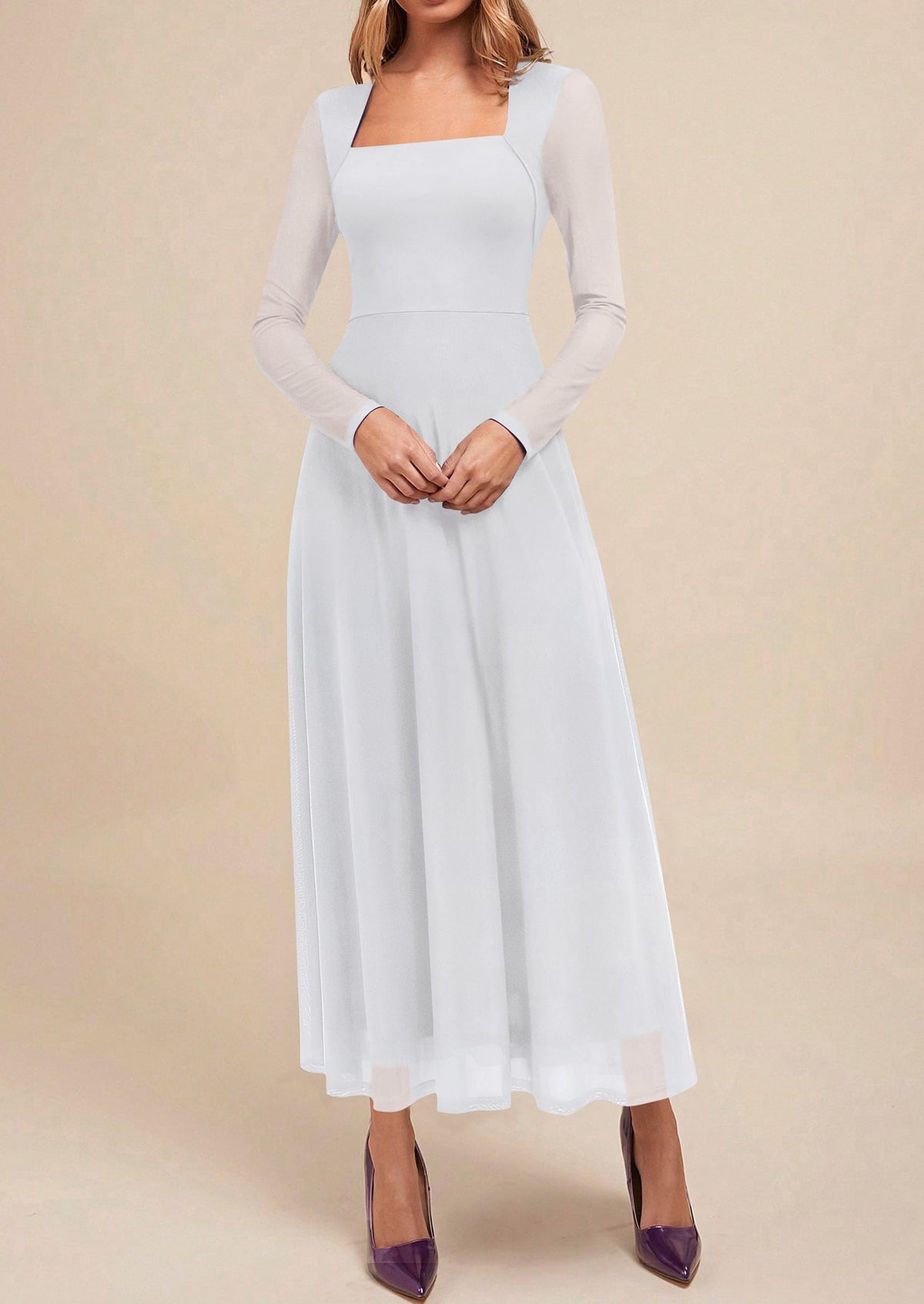 PRETTYGARDEN Women's Flowy Maxi Mesh Fall Cocktail Wedding Guest Dresses