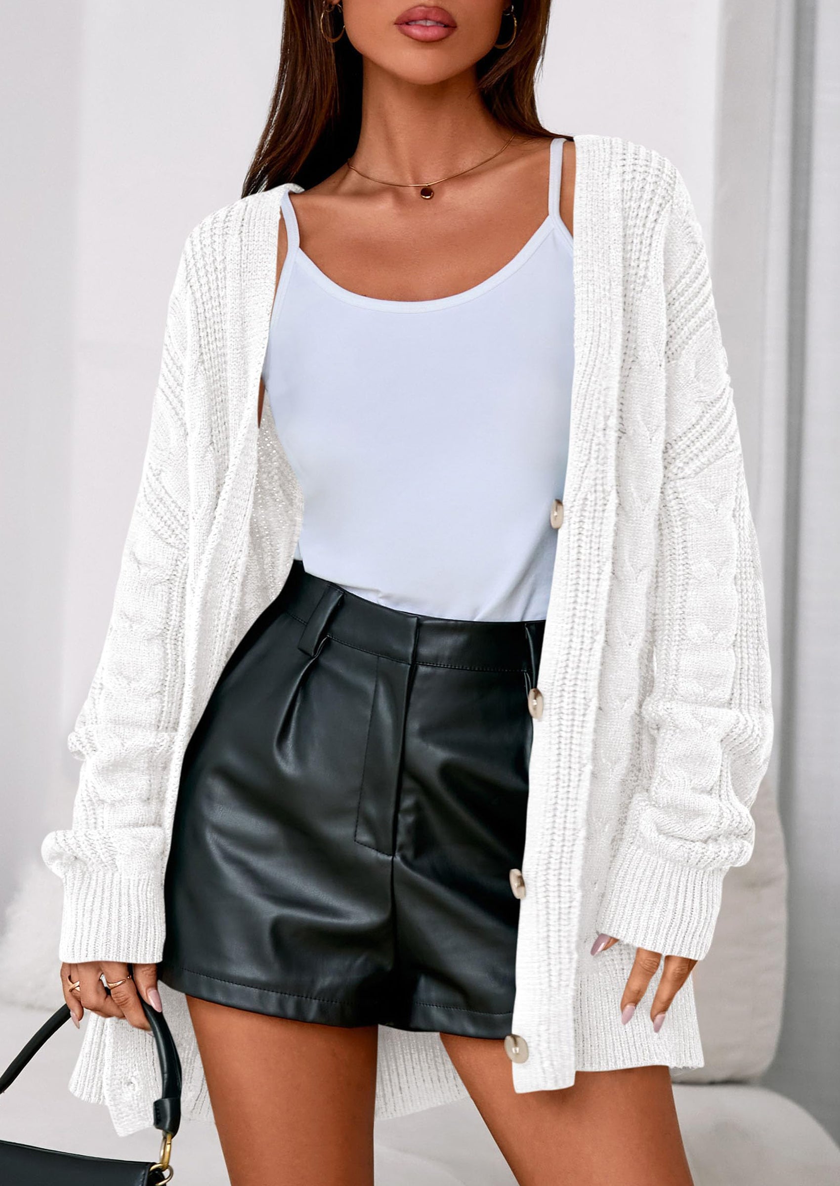 PRETTYGARDEN Women's Cable Knit Sweaters Fall Oversized Chunky Open Front Long Sleeve Cardigan Winter Coats