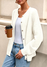 PRETTYGARDEN Fall Long Sleeve Cardigans for Women Trendy Open Front Winter Button Down Crewneck Soft Knit Sweater Jacket