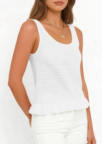 PRETTYGARDEN Womens Spring Crochet Tops Summer Sleeveless Scoop Neck Boho Sweater Tank Top Cute Beach Vacation Clothes PRETTYGARDEN