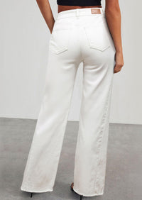 PRETTYGARDEN Wide Leg Jeans for Women Trendy High Waisted Stretchy Baggy Raw Hem Denim Palazzo Pants with Pockets