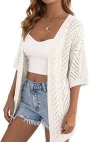 PRETTYGARDEN Summer Cardigan Sweaters for Women Lightweight  Short Sleeve Knit Coverup Spring Beach Vacation Clothes PRETTYGARDEN