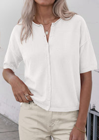 PRETTYGARDEN Women Spring Short Sleeve Cardigan Sweaters Button Down Knit Shirt Blouse Dressy Casual Tops Summer Outfits PRETTYGARDEN