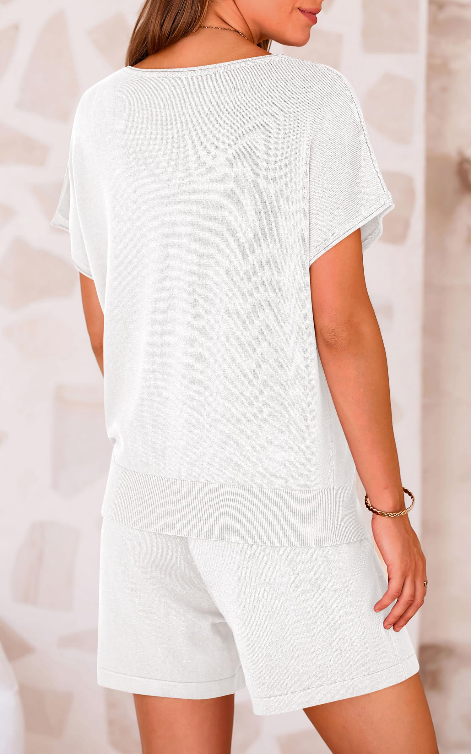 PRETTYGARDEN Two Piece Set for Women Summer Lounge Sets Shorts And Short Sleeve Tops Knitted Matching Travel Spring Outfits PRETTYGARDEN