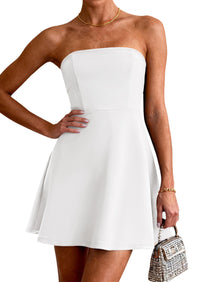 PRETTYGARDEN Women's Strapless Mini Summer Dress Spring A Line Tube Top Sundress Cocktail Party Short Dresses PRETTYGARDEN