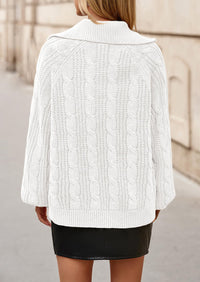 BTFBM Sweaters for Women Fall Fashion Loose Quarter Zip Pullover Collared Long Sleeve Cable Knit Winter Clothes