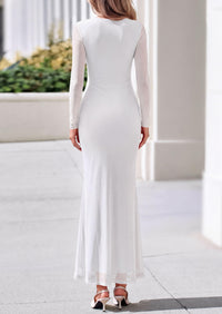 PRETTYGARDEN Women's Long Sleeve Tie Waist Maxi Dresses						  Sexy Mesh Style,Ruched Design,Wedding Guest,Cocktail Party,Night Out,2026 Early Fall Fashion Outfits,Cute Spring Dress