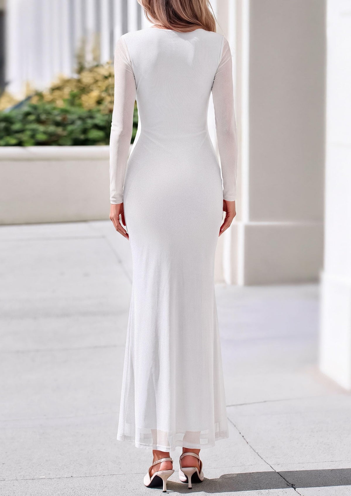 PRETTYGARDEN Women's Long Sleeve Tie Waist Maxi Dresses						  Sexy Mesh Style,Ruched Design,Wedding Guest,Cocktail Party,Night Out,2026 Early Fall Fashion Outfits,Cute Spring Dress