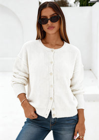 PRETTYGARDEN Long Sleeve Crewneck Button Down Womens Sweaters Fall Open Front Chunky Cardigan Sweaters for Women